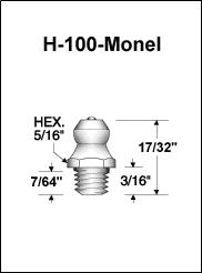 1/4"-28 Straight Taper Thread Monel Grease Fitting
