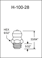 1/4"-28 UNF-2A Straight Grease Fitting