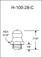 1/4"-28 UNF-2A Grease Fitting