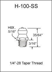1/4"-28 Straight Stainless Steel Grease Fitting