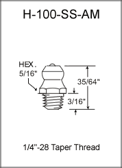 1/4"-28 Straight Stainless Steel Grease Fitting