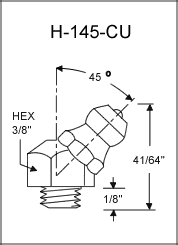 1/4"-28 UNF-2A 45 Degree Angle Grease Fitting