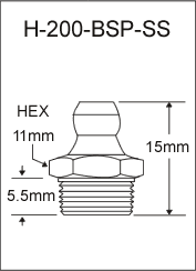 1/8"-28 BSP Stainless Steel Grease Fitting