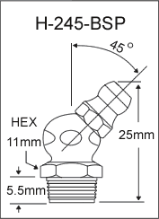 1/8"-28 BSP 45 Degree Grease Fittings