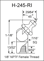 1/8" PTF 45 Degree Female Grease Fitting