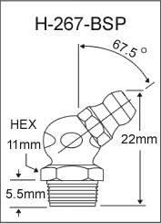 1/8"-28 BSP 67.5 Degree Grease Fitting