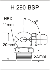 1/8"-28 BSP 90 Degree Grease Fittings