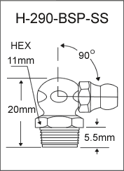 1/8"-28 BSP 90 Degree Stainless Steel Grease Fitting