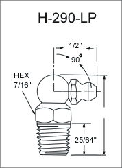 1/8" NPT 90 Degree Leakproof Grease Fitting