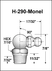 1/8" PTF 90 Degree Monel Grease Fitting
