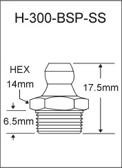 1/4"-19 BSP Stainless Steel Grease Fitting