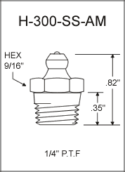 1/4" PTF Straight Stainless Steel Grease Fitting