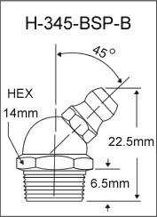 1/4"-19 BSP 45 DEGREE BRASS GREASE FITTINGS 