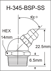 1/4"-19 BSP Stainless Steel Grease Fitting