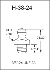 3/8"-24 UNF-2A Special Thread Grease Fittings