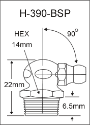 1/4"-19 BSP 90 Degree Grease Fitting