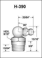 1/4" PTF 90 Degree Grease Fitting