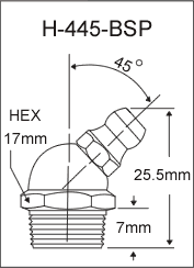 3/8"-19 BSP 45 Degree Grease Fitting