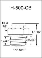 1/2"-NPTF Standard Button Head Grease Fittings