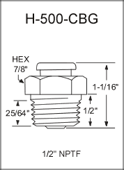 1/2" NPTF Giant Button Head Grease Fittings