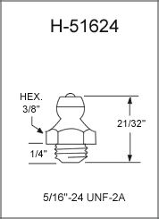 5/16"-24 UNF-2A Special Thread Grease Fittings