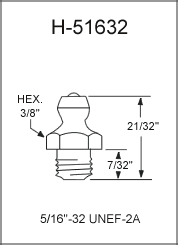 5/16"-32 UNEF-2A Special Thread Grease Fittings