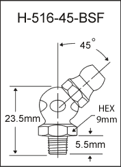 5/16"-22 BSF Grease Fitting