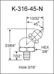 3/16" 45 Degree Drive Fitting