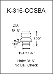 3/16" Push In Grease Fittings