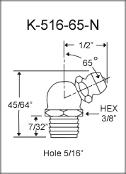 5/16" 65 Degree Drive Grease Fitting
